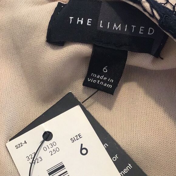 The Limited Navy Blue Lace Panel Rib Stretch Cream Lined Sleeveless Dress NEW - Picture 14 of 16